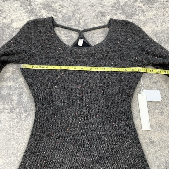 NWT Line & Dot Wool Mohair Sequin Back Detail Sweater Charcoal Gray Sz S - Picture 8 of 12